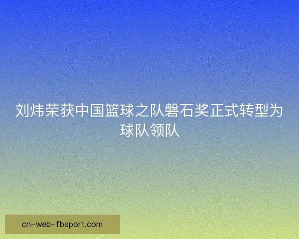 刘炜荣获中国篮球之队磐石奖正式转型为球队领队 刘炜荣获中国篮球之队磐石奖正式转型为球队领队