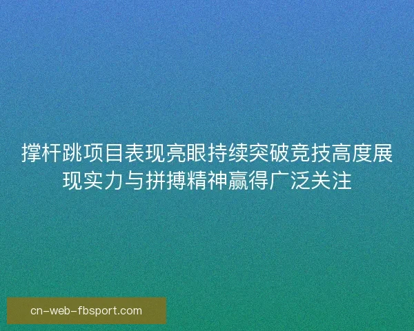 撑杆跳项目表现亮眼持续突破竞技高度展现实力与拼搏精神赢得广泛关注
